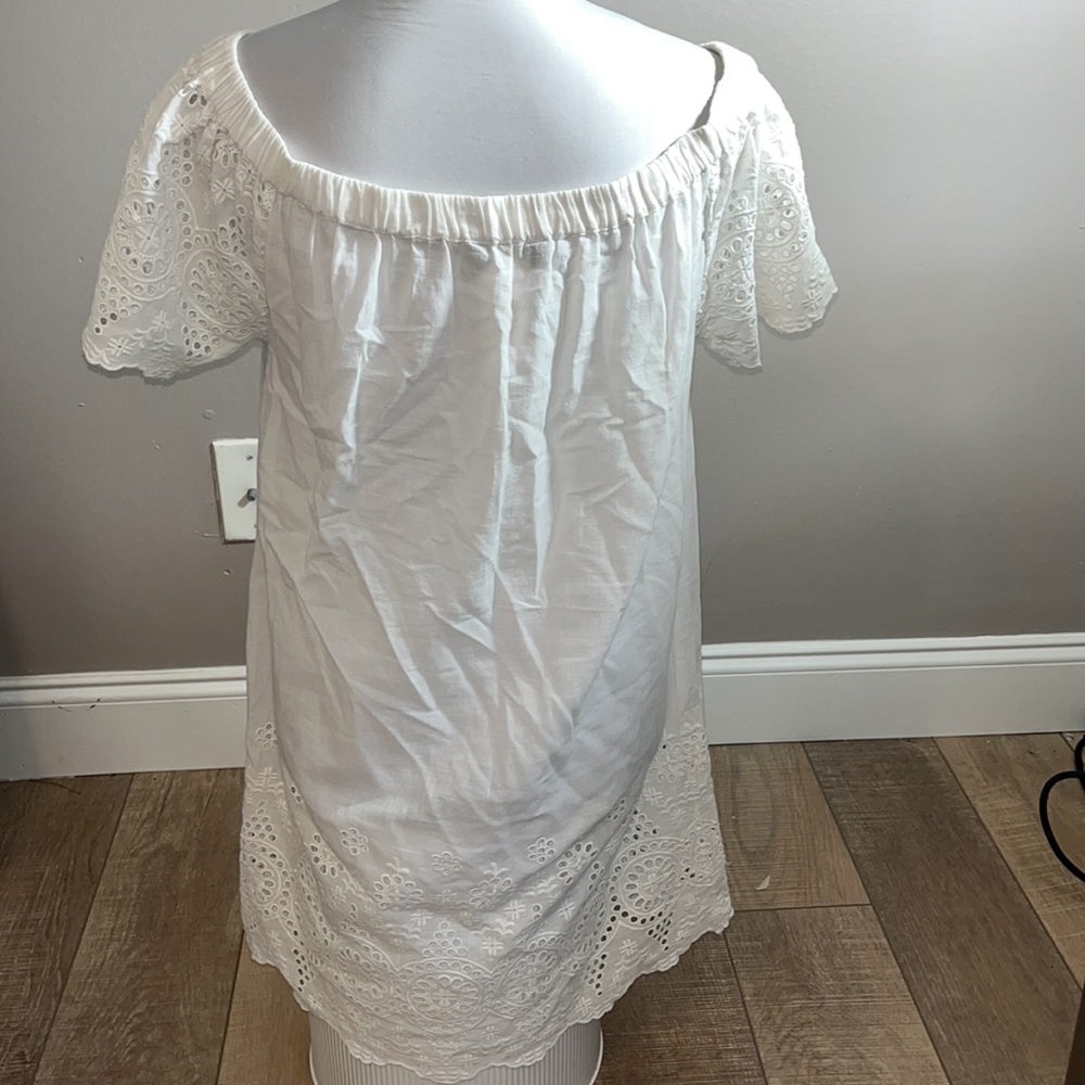 Lauren Ralph Lauren off the shoulder white dress eyelet detail sz S - Picture 4 of 9